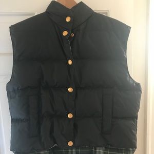 Escada Blue black tartan lines down vest